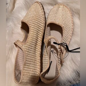 Urban Outfitters Cream Woven Espadrille Flats